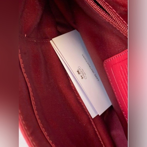 Coach Taylor Mini Flap Crossbody Berry Red Leather Purse - Picture 12 of 16